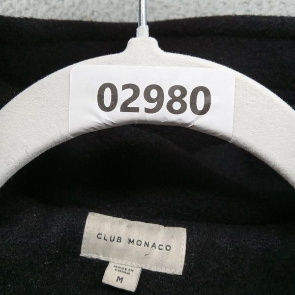 Club Monaco Coat Womens Medium Black Heavyweight Hooded Wool Zip Up Winter - Picture 9 of 9